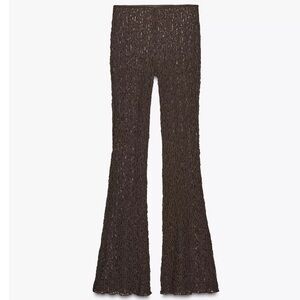 ZARA LACE FLARE PANTS Elegant Brown Lace Flared Pants